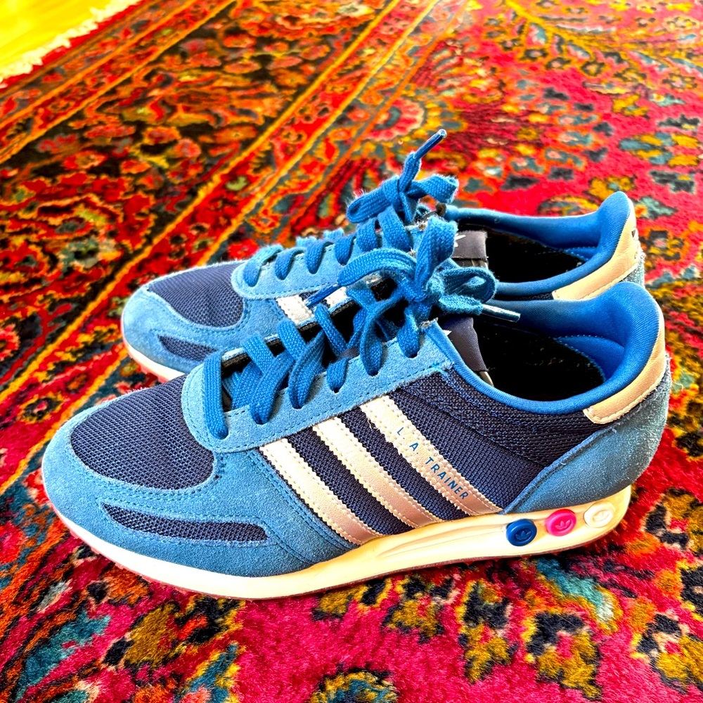 Blue Adidas LA Trainer Sneakers